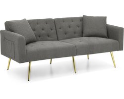Loveseat - Grijze teddy fleece 2-zitsbank - Comfortabele slaapbank - Verstelbare rugleuning - 2 Personen - Ergonomisch - - Kleine ruimtes Grijs