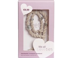 LoveTies Voordeelset Mini + Midi Beige met Bedels