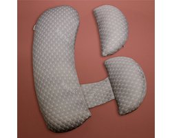 Lovevie Zwangerschapskussen 3-delig XXL – Lichtgrijs – Luxe Memory Foam – Verstelbaar & Ergonomisch – Inclusief Kniekussen – Ondersteunt Buik, Rug & Benen – Wasbare Hoes – Ideaal voor Slaap & Borstvoeding – 90x24cm