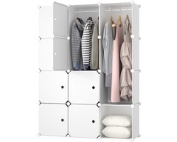 Lowander 3x4 vakkenkast 'Udine' 111x148 cm - Kledingkast kunststof - Organizer - Wit