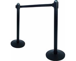 Lowander afzetpaal metaal - 2 stuks - Afzetpaaltjes met uittrekbaar lint - Zwart