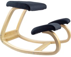 Lowander Ergonomische Bureaustoel – Kniestoel – 70x40x50 cm – Hout met Stoffen Bekleding – Licht Hout/Zwart
