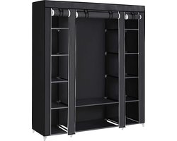 Lowander garderobekast Bari 175x150x45 cm – Opvouwbare opbergkast – Zwart