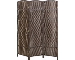 Lowander kamerscherm 170x120 cm – Roomdivider | Scheidingswand – 3 panelen – Bruin