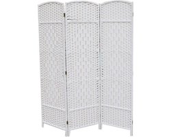 Lowander kamerscherm 170x120 cm – Roomdivider | Scheidingswand – 3 panelen – Wit