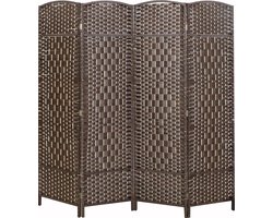 Lowander kamerscherm 170x160 cm – Roomdivider | Scheidingswand – 4 panelen – Bruin