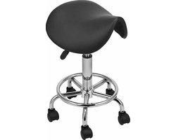 Lowander zadelkruk ergonomisch - Tabouret – Mobiele kruk op wielen – In hoogte verstelbaar van 47-62 cm - Zwart
