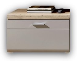 Lowboard met Eiken Decor - Tv-meubel Lade - Woonkamer Opbergen - Softclose Lade - 80x51x47cm - Basalt Beige