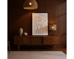 Lowboard Simona, 175 cm, van massief hout, eiken afwerking, tv-meubel met 2 schuifdeuren en 2 laden, woonkamermeubel van grenen, halmeubel met veel opbergruimte, woonkamerdressoir-NoviHome