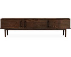 Lowboard TECCA met 3 deuren, walnootkleur - Dressoir met opbergruimte, lage ladekast van massief hout, Mid Century woonkamer meubels - ambiente