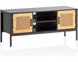 Lowboard TV-meubel - 110 cm TV-standaard - Mediaconsole - Weens gevlochten ontwerp - Ruime opbergruimte - Kabelbeheer - Duurzame constructie - 110 cm x 40 cm x 48 cm