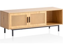 Lowboard TV-meubel - 120 cm Hout Eiken TV-meubel - TV-ladekast - Weens gevlochten ontwerp - Tijdloze stijl - Ruime opbergruimte - Duurzame constructie - 120 cm x 40 cm x 45,5 cm