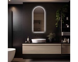Loxa - Boog Badkamerspiegel Casablanca met led 45x100cm - Dimbaar - 3 Led standen - Condensvrij vlak - Duurzame kwaliteit - Anti Corrosie spiegel - Eenvoudige installatie