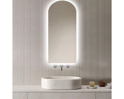 Loxa - Boog Badkamerspiegel Casablanca met led 45x100cm - Dimbaar - 3 Led standen - Condensvrij vlak- Duurzame kwaliteit - Anti Corrosie spiegel - Eenvoudige installatie