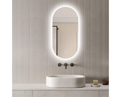 Loxa - Ovale Badkamerspiegel Fiona met led 40x80cm - Dimbaar - Condensvrij vlak - Duurzame kwaliteit - Eenvoudige installatie