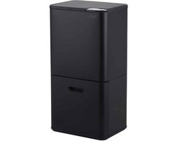 LoXa – Prullenbak Vanessa 60L – 3 Compartimenten – Drukdeksel – Geurfilter – Vingerafdrukvrij – Met Wieltjes – Duurzaam – Modern Design