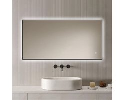 Loxa - Rechthoekige Badkamerspiegel Sorento met led 120x60cm - Zwarte omlijsting - Dimbaar - 3 Led standen - Condensvrij vlak - Duurzame kwalieit - Eenvoudige installatie