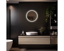 LoXa - Ronde Badkamerspiegel Aurora met LED 50cm - Gouden omlijsting - Dimbaar - Condensvrij vlak - IP44 - Duurzame kwaliteit - Eenvoudige installatie