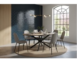 Loydra Uittrekbare Ronde Eettafel – Modern Design in Zwart & Rustiek Eiken, 120-160 x 76,5 cm – Stevig Metalen Onderstel – Ruimtebesparende Keukentafel voor 6-8 Personen – Novihome