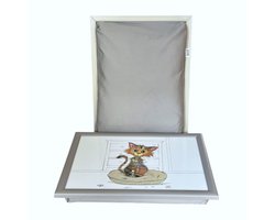 L&P - Laptray - Schootkussen - Schoottafel - Laptoptafel - Schootdienblad Patchwork Kat - 44x33x6 cm
