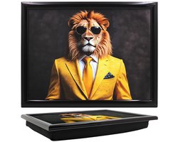 L&P- Laptray - Schoottafel - Schootkussen - Laptoptafel - Dienblad met kussen - Gentleman Leeuw - 44x33x6 cm
