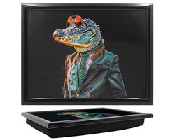 L&P- Laptray - Schoottafel - Schootkussen - Laptoptafel - Dienblad met kussen - Krokodil Chic - 44x33x6 cm