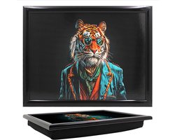 L&P- Laptray - Schoottafel - Schootkussen - Laptoptafel - Dienblad met kussen - Tijger Chic - 44x33x6 cm