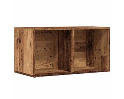 LP Opbergbox | Opbergkist 69,5x34x36 cm bewerkt hout oud houtkleurig