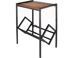 LP Opbergmeubel - Vinyl Kast - Muziek Collectie - Mobiel Met Wieltjes - Zwart Hout