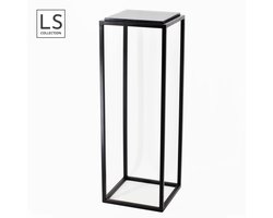 LS Collection® - Plantentafel - Sokkel - Zuil - Plantenzuil - Zwart - Pilaar - Met Inlegsteen - Plantensteun - 100x35x35cm - Piedestal - Zwaar - Stevig - Plantenstandaard Binnen - Pijler - Kolom - Moederdag - Moederdag cadeautje