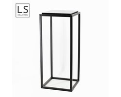 LS Collection® - Plantentafel - Sokkel - Zuil - Plantenzuil - Zwart - Pilaar - Plantensteun - Met Inlegsteen - 80x35x35cm - Piedestal - Zwaar - Stevig - Plantenstandaard Binnen - Voetstuk - Pijler - Kolom - Moederdag - Moederdag cadeautje