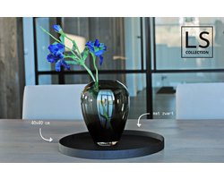 LS Collection® - Rond 40cm - Dienblad - Zwart - Kaarsenplateau - Kaarsplateau - Serveerplank - Dienblad Hout - Wooden Tray - Plateau - Decoratie - Woonaccessoires - Schaal - Moederdag - Moederdag cadeautje