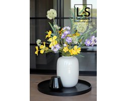 LS Collection® - Rond 50cm - Dienblad - Zwart - Kaarsenplateau - Kaarsplateau - Serveerplank - Dienblad Hout - Wooden Tray - Plateau - Decoratie - Woonaccessoires - Schaal - Moederdag - Moederdag cadeautje