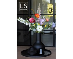 LS Collection® - Rond 60cm - Dienblad - Zwart - Kaarsenplateau - Kaarsplateau - Serveerplank - Dienblad Hout - Wooden Tray - Plateau - Decoratie - Woonaccessoires - Schaal - Moederdag - Moederdag cadeautje