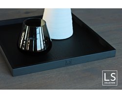 LS Collection® - Vierkant 40x40cm - Dienblad - Zwart - Kaarsenplateau - Kaarsplateau - Serveerplank - Dienblad Hout - Wooden Tray - Plateau - Decoratie - Woonaccessoires - Schaal - Moederdag - Moederdag cadeautje