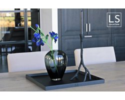 LS Collection® - Vierkant 50x50cm - Dienblad - Zwart - Kaarsenplateau - Kaarsplateau - Serveerplank - Dienblad Hout - Wooden Tray - Plateau - Decoratie - Woonaccessoires - Schaal - Moederdag - Moederdag cadeautje