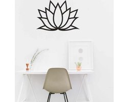 LSRDSGN - Wanddecoratie - Lotus - Bloem - Hout - Frame - Wall Art - Muurdecoratie - Woonkamer - Zwart - 80x56cm