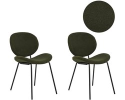 LUANA - Eetkamerstoel set van 2 - Donkergroen - Bouclé