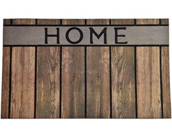 Luance Deurmat - met print - rubber - houtlook - bruin - 45 x 75 cm - schoonloopmat