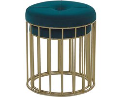 LUBBOCK - Hocker - Blauwgroen - Fluweel
