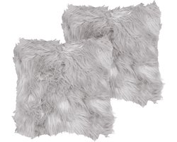 LUBHA - Sierkussen set van 2 - Lichtgrijs - 42 x 42 cm - Polyester