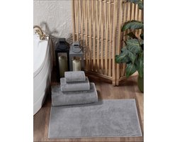 Lubna Home Badhanddoekenset 600 GSM katoen 4-delige badhanddoekenset - Eponj grijze badset Eponj grijs
