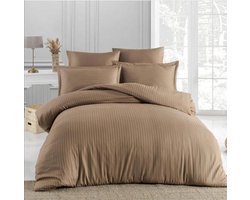 Lubna Home Dekbedovertrekset 240x220/200cm 100% KATOENSTAIJN -2XKUSSENSLOOP 60X70 cm -LITS-JUMEAUX-BRUIN
