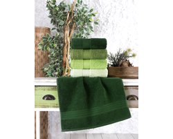 Lubna Home Handdoekset Zacht  Katoen  4 PACK-50x90 cm-4PACK-   STIJL GROEN