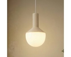 Lucande - hanglamp - 1licht - Keramiek, glas, metaal - H: 36 cm - E27 - beige, opaal