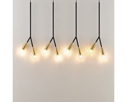 Lucande - hanglamp - 8lichts - metaal, aluminium - E27 - zwart, messing