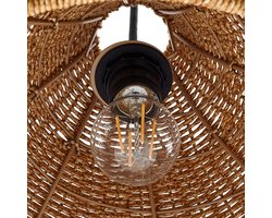 Lucande - Hanglampen buiten - 1licht - Rotan, ijzer - H: 30 cm - E27 - beige, zwart
