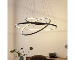 Lucande - Hanglampen- met dimmer - 1licht - Aluminium, siliconen, ijzer - zwart mat, wit - Inclusief lichtbron