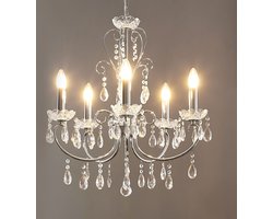 Lucande - kroonluchter - 5lichts - Metaal, K9 kristal - H: 62 cm - E14 - chroom, helder