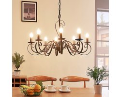 Lucande - kroonluchter - 8lichts - Metaal - H: 45 cm - E14 - roestbruin